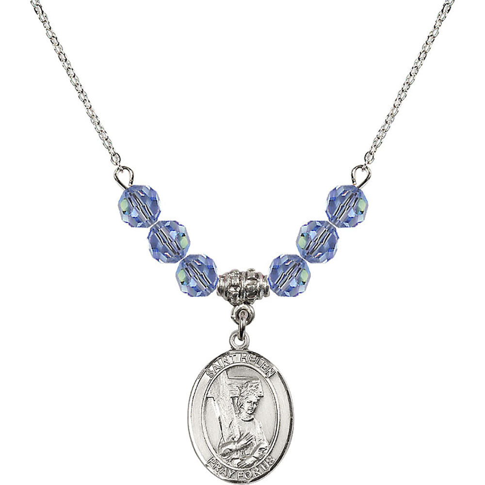 Sterling Silver Saint Helen Birthstone Necklace with Light Sapphire Beads - 8043