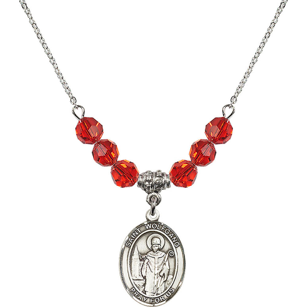 Sterling Silver Saint Wolfgang Birthstone Necklace with Ruby Beads - 8323