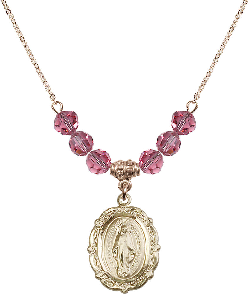 14kt Gold Filled Miraculous Birthstone Necklace with Rose Beads - 4146
