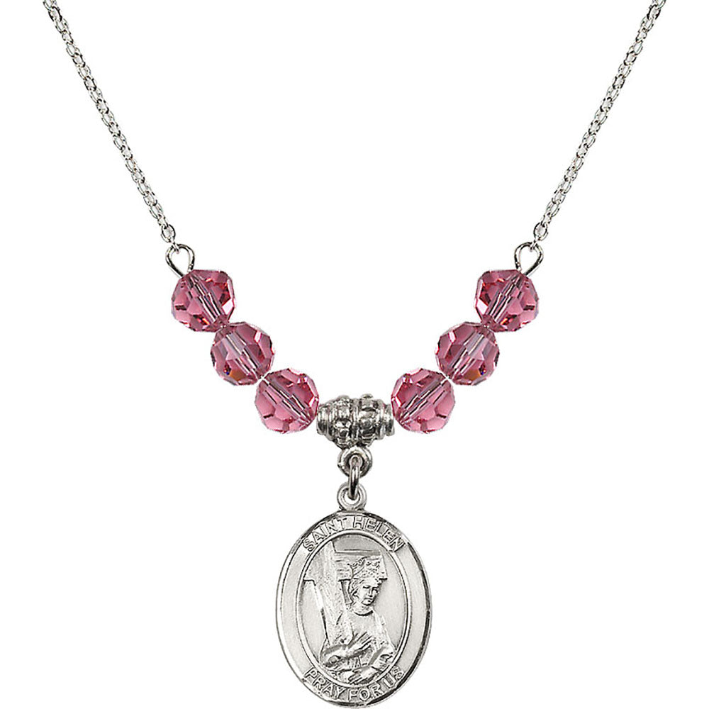 Sterling Silver Saint Helen Birthstone Necklace with Rose Beads - 8043