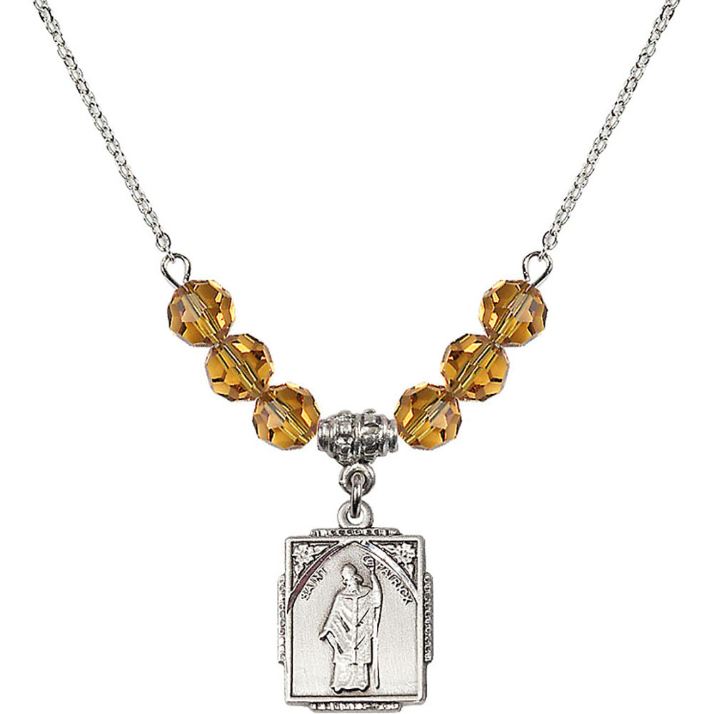 Sterling Silver Saint Patrick Birthstone Necklace with Topaz Beads - 0804