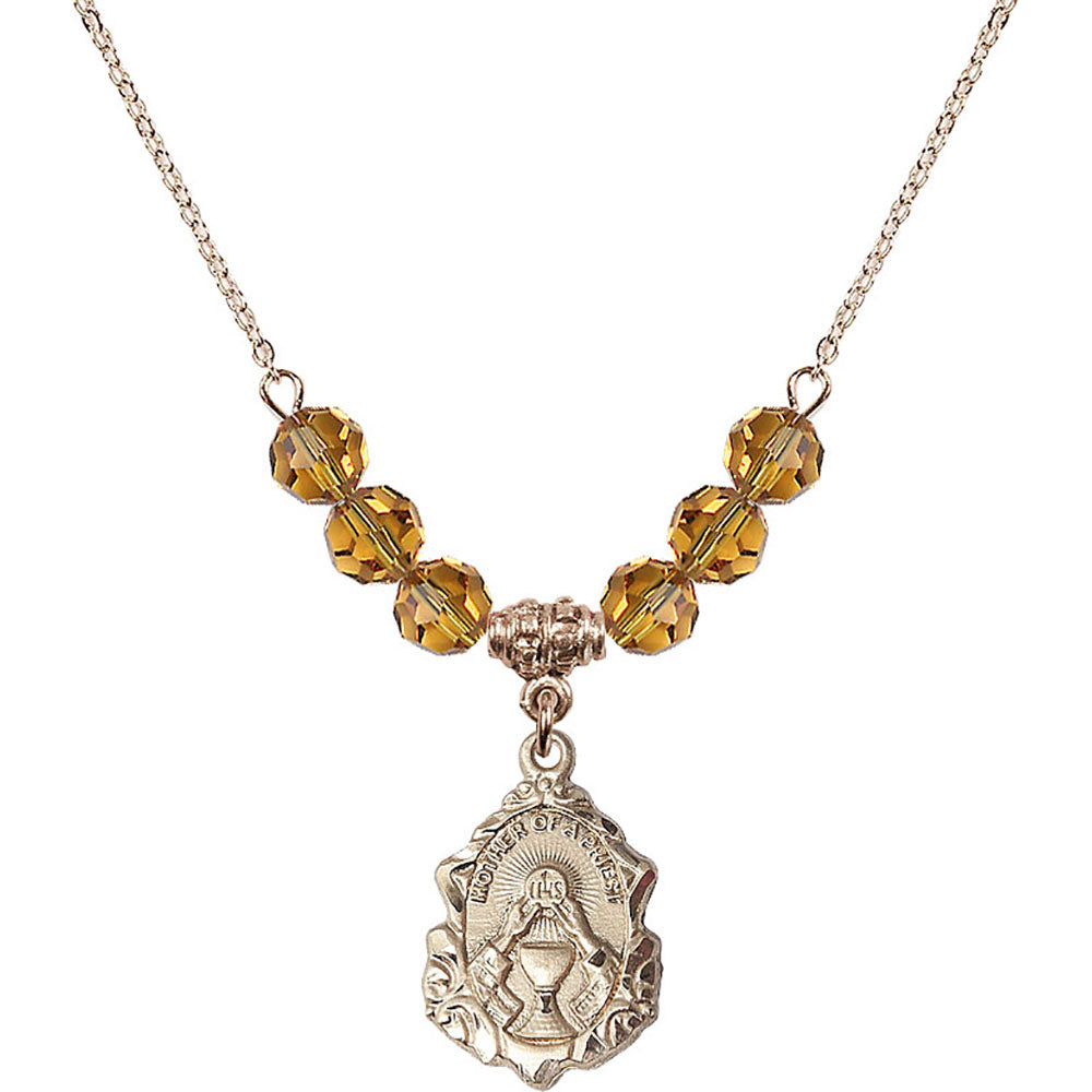 14kt Gold Filled Mother of a Priest Birthstone Necklace with Topaz Beads - 0811