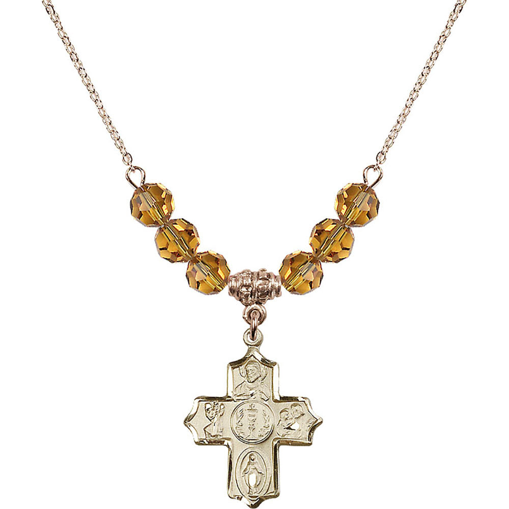 14kt Gold Filled 4-Way Birthstone Necklace with Topaz Beads - 4256