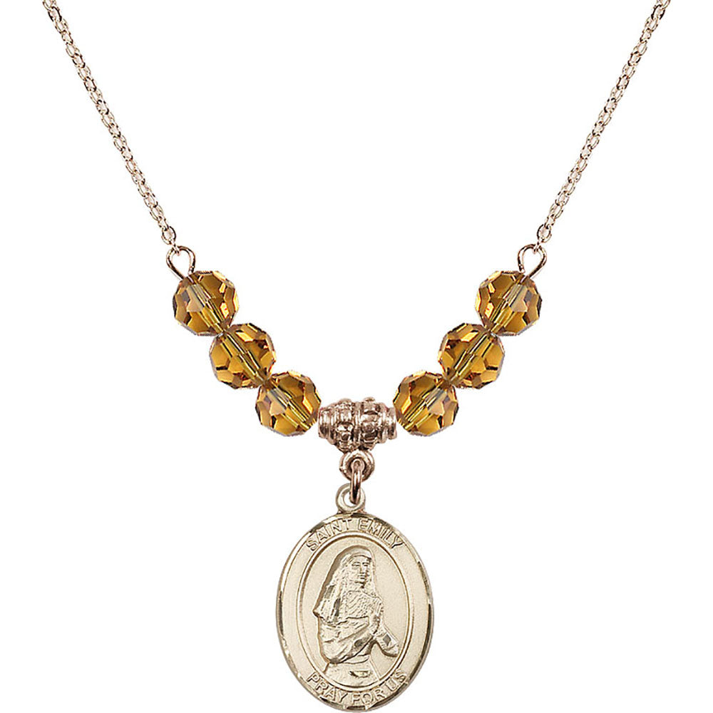 14kt Gold Filled Saint Emily de Vialar Birthstone Necklace with Topaz Beads - 8047