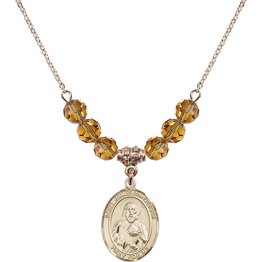 14kt Gold Filled Saint James the Lesser Birthstone Necklace with Topaz Beads - 8277