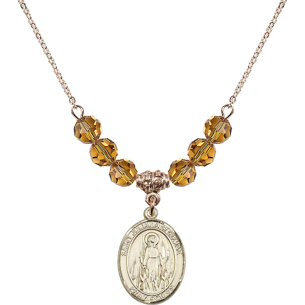 14kt Gold Filled Saint Juliana of Cumae Birthstone Necklace with Topaz Beads - 8372