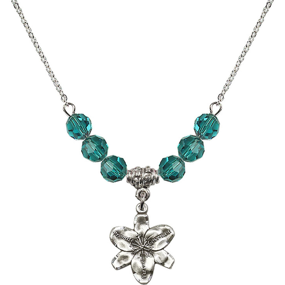 Sterling Silver Chastity Birthstone Necklace with Zircon Beads - 0088