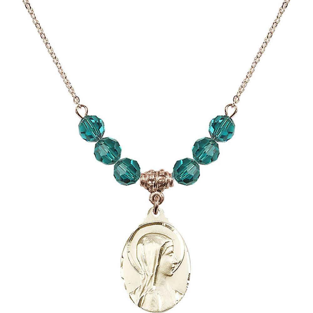 14kt Gold Filled Sorrowful Mother Birthstone Necklace with Zircon Beads - 0599