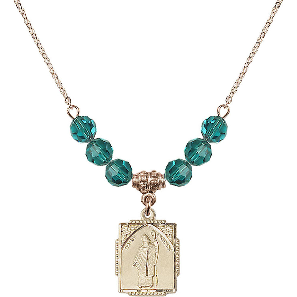 14kt Gold Filled Saint Patrick Birthstone Necklace with Zircon Beads - 0804