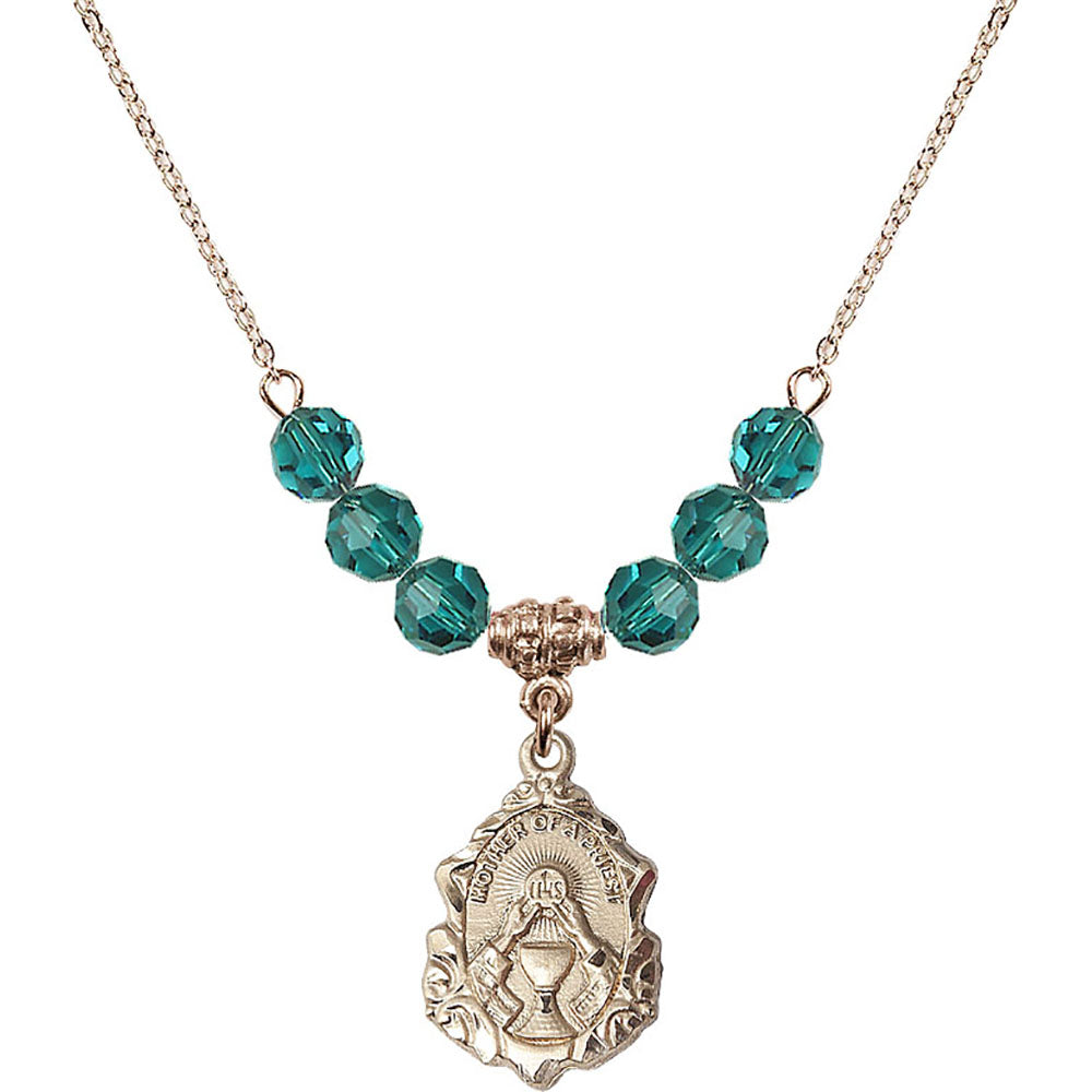 14kt Gold Filled Mother of a Priest Birthstone Necklace with Zircon Beads - 0811