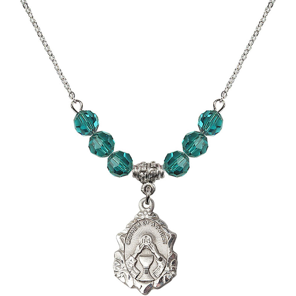 Sterling Silver Mother of a Priest Birthstone Necklace with Zircon Beads - 0811