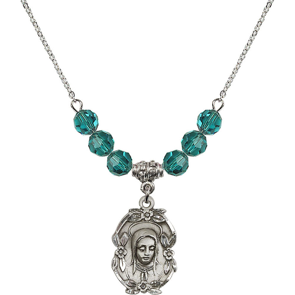 Sterling Silver Madonna Birthstone Necklace with Zircon Beads - 1647
