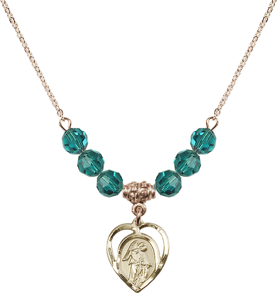14kt Gold Filled Guardian Angel Birthstone Necklace with Zircon Beads - 4129