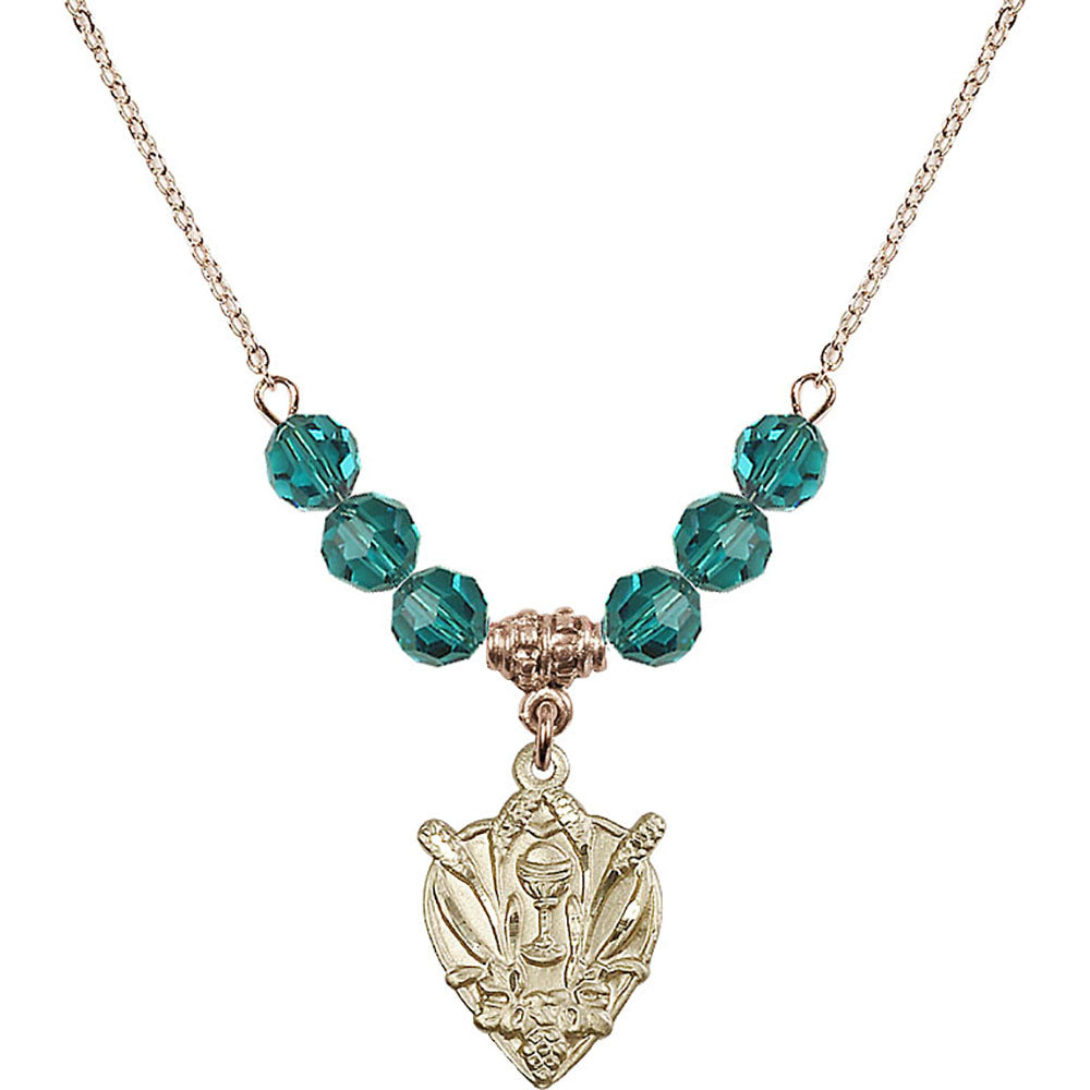 14kt Gold Filled Communion Birthstone Necklace with Zircon Beads - 4200