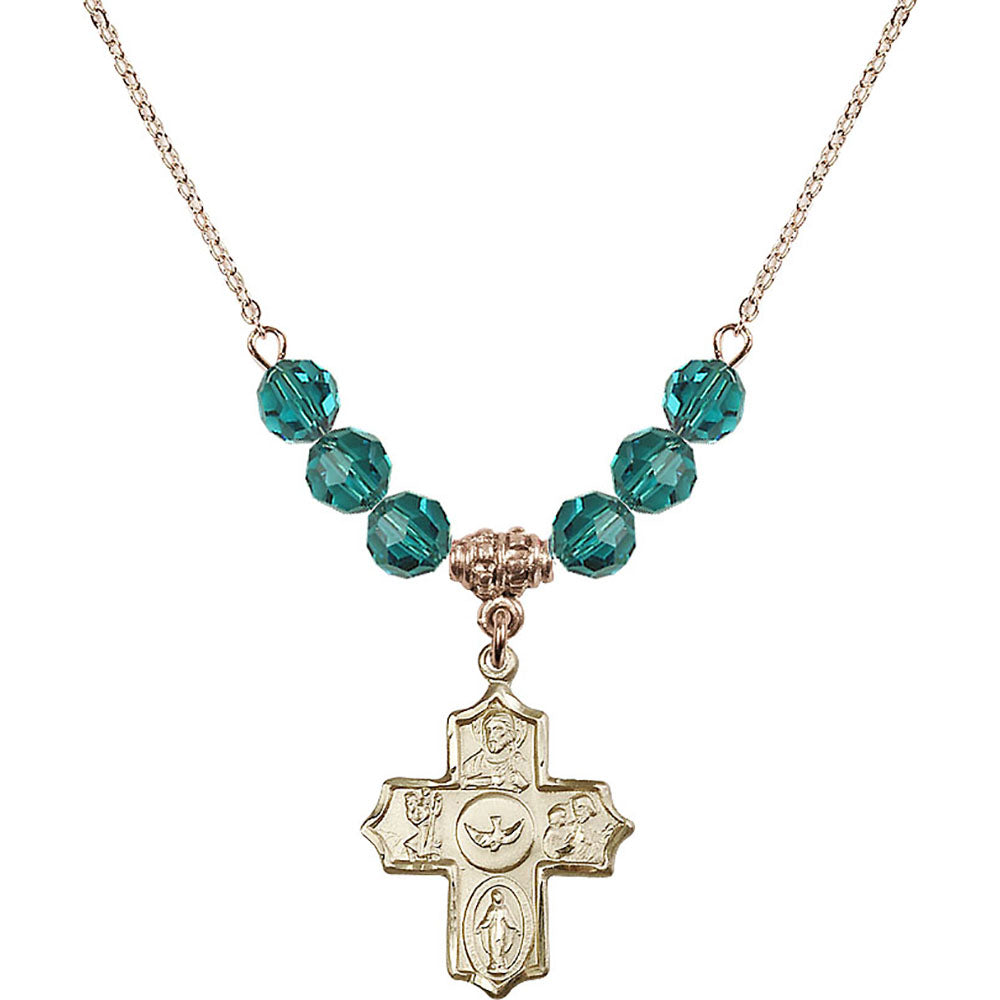 14kt Gold Filled 5-Way Birthstone Necklace with Zircon Beads - 4255