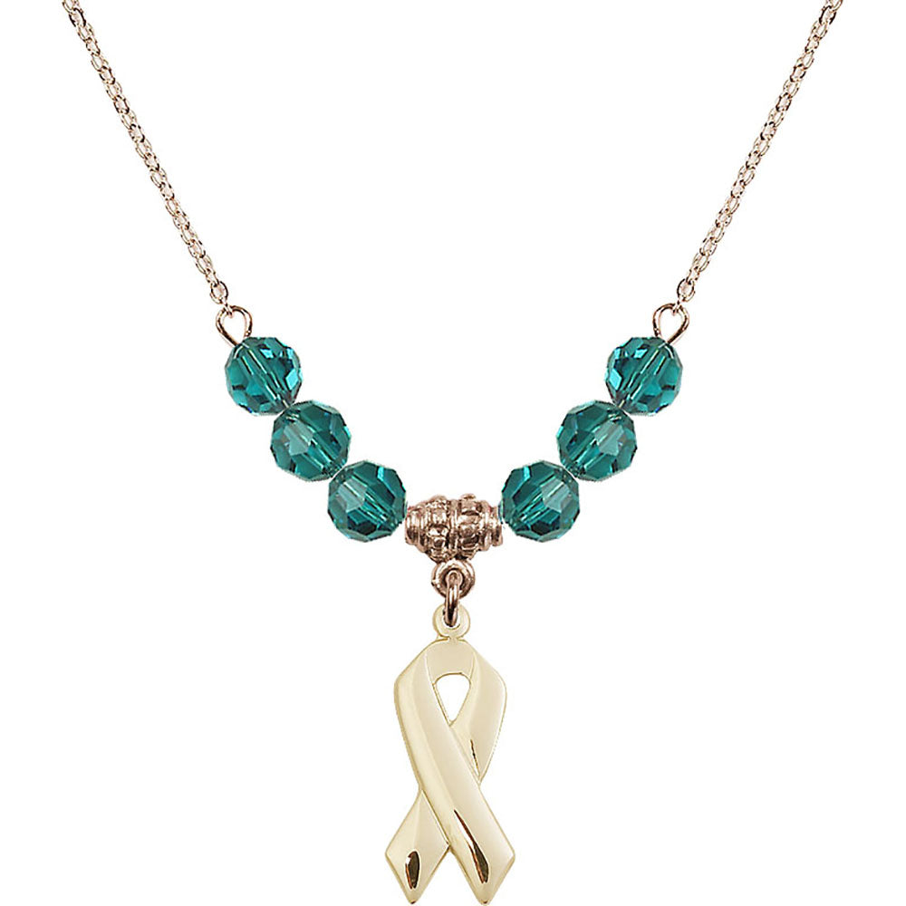 14kt Gold Filled Cancer Awareness Birthstone Necklace with Zircon Beads - 5150