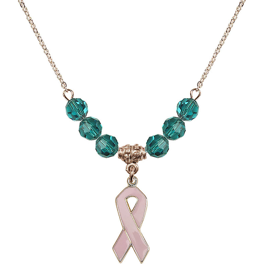 14kt Gold Filled Cancer Awareness Birthstone Necklace with Zircon Beads - 5151