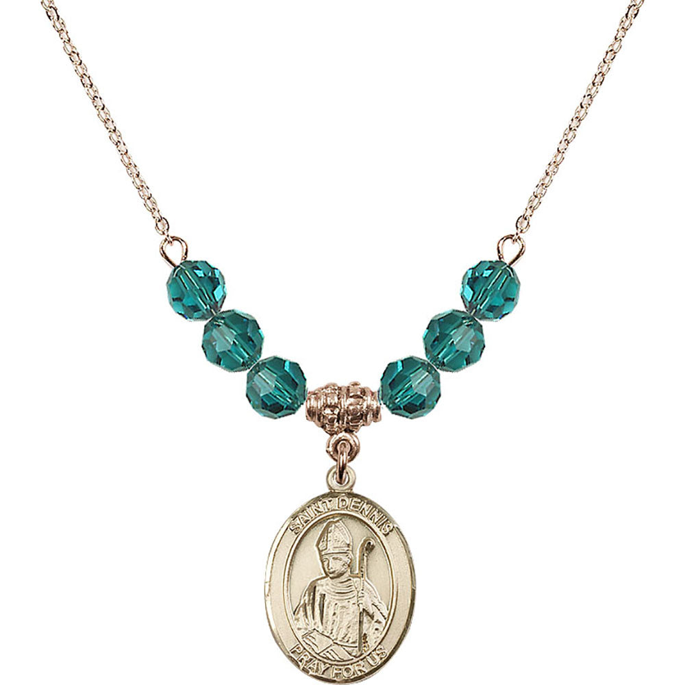 14kt Gold Filled Saint Dennis Birthstone Necklace with Zircon Beads - 8025