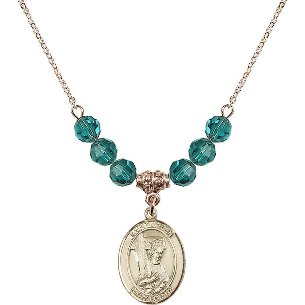 14kt Gold Filled Saint Helen Birthstone Necklace with Zircon Beads - 8043