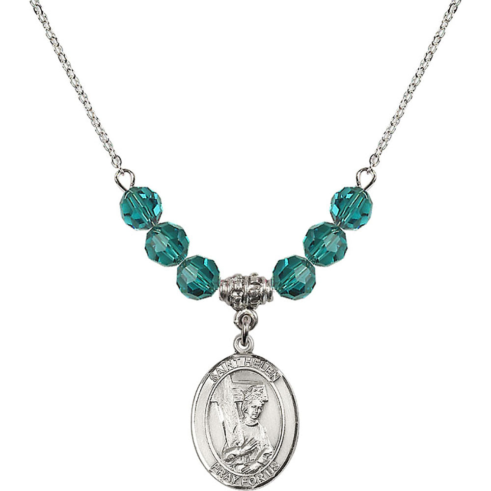 Sterling Silver Saint Helen Birthstone Necklace with Zircon Beads - 8043