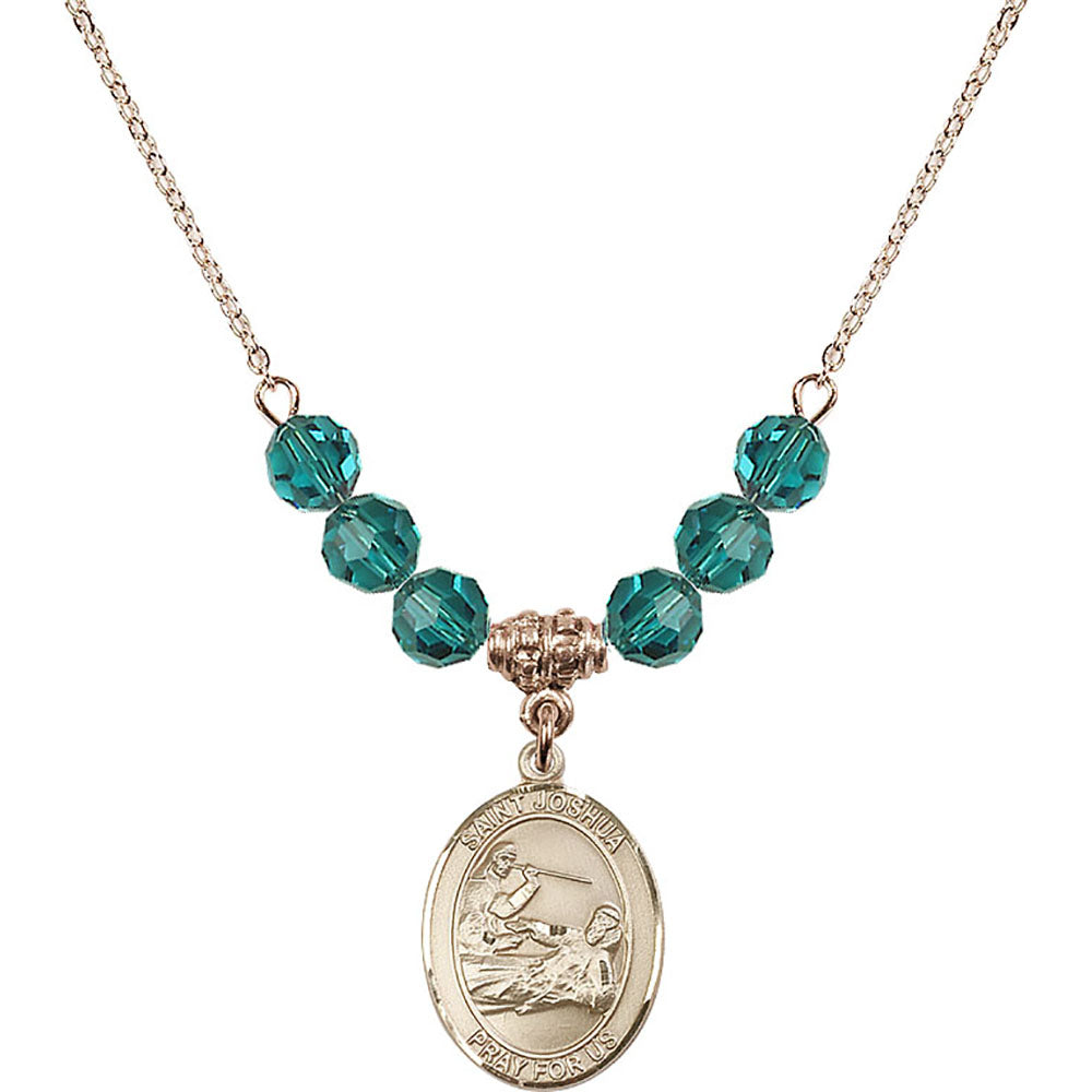 14kt Gold Filled Saint Joshua Birthstone Necklace with Zircon Beads - 8059
