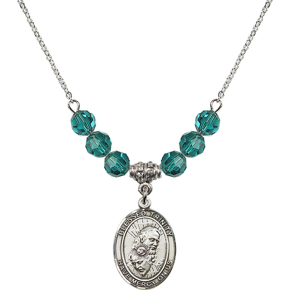 Sterling Silver Blessed Trinity Birthstone Necklace with Zircon Beads - 8249