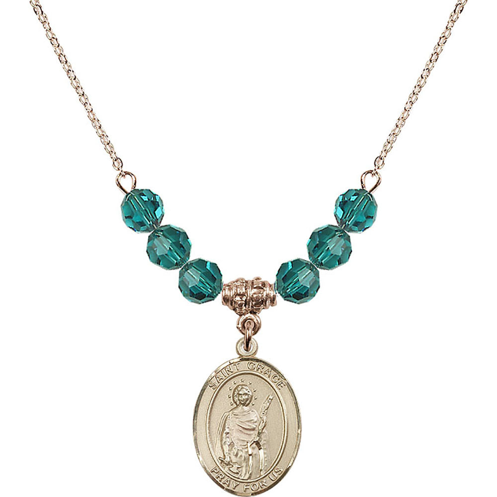 14kt Gold Filled Saint Grace Birthstone Necklace with Zircon Beads - 8255