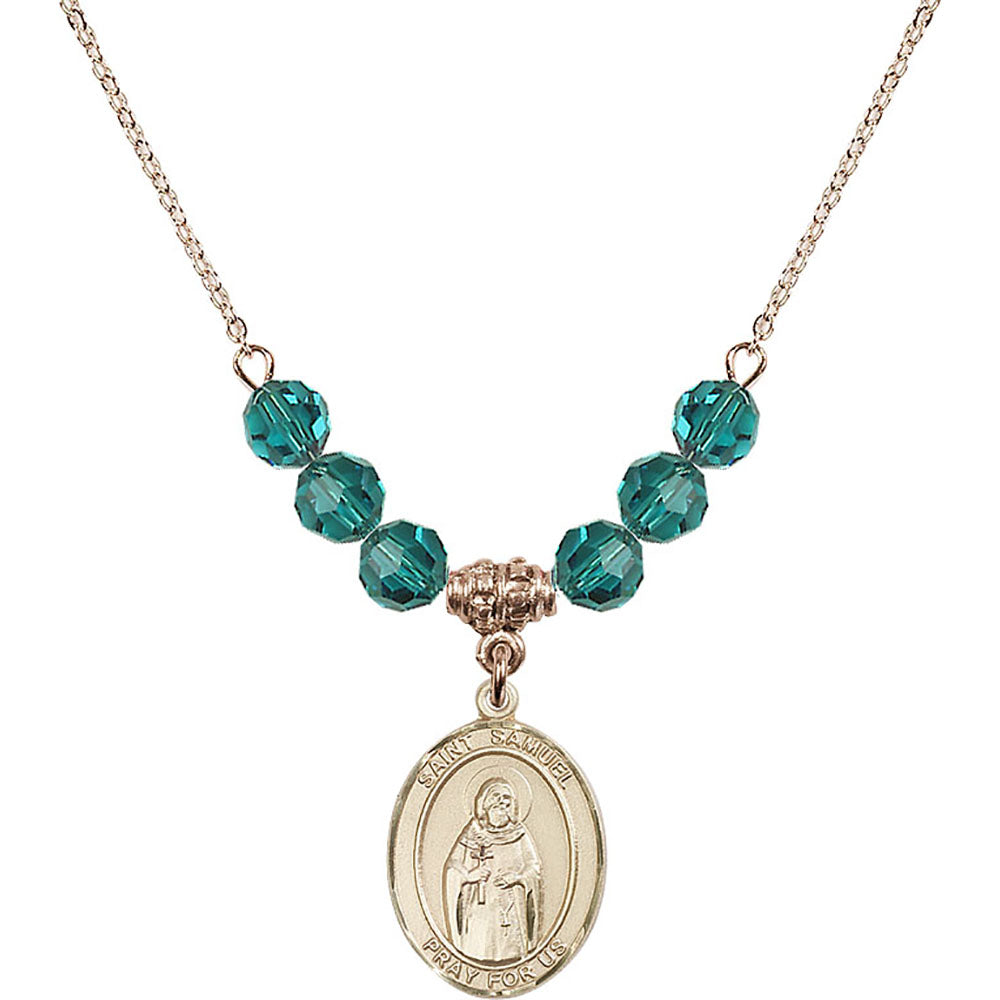 14kt Gold Filled Saint Samuel Birthstone Necklace with Zircon Beads - 8259