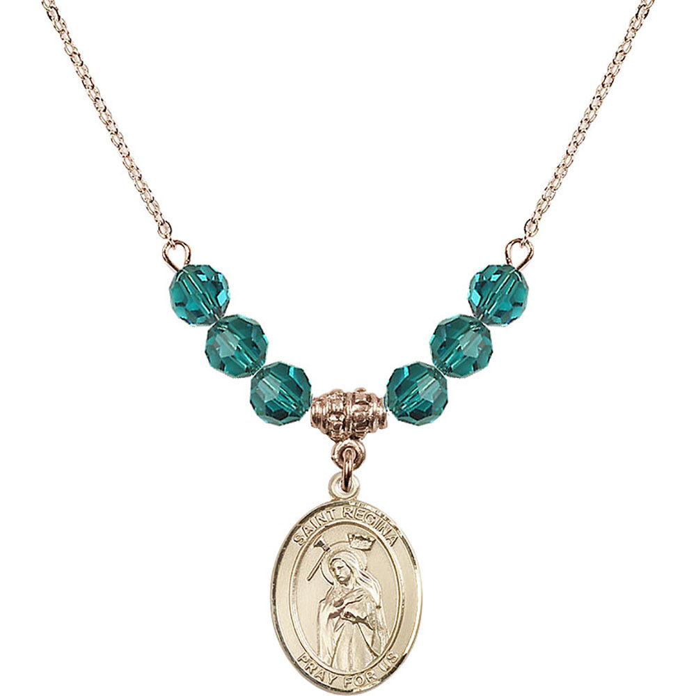 14kt Gold Filled Saint Regina Birthstone Necklace with Zircon Beads - 8335