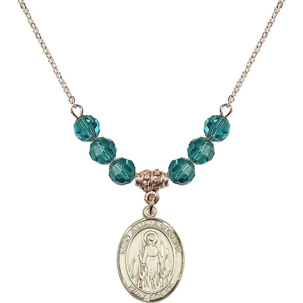 14kt Gold Filled Saint Juliana of Cumae Birthstone Necklace with Zircon Beads - 8372