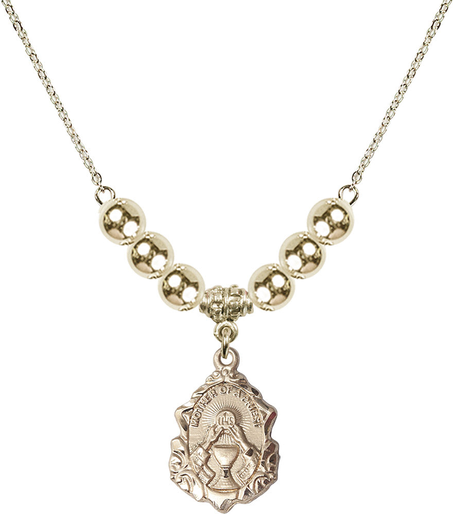 14kt Gold Filled Mother of a Priest Birthstone Necklace with Gold Filled Beads - 0811