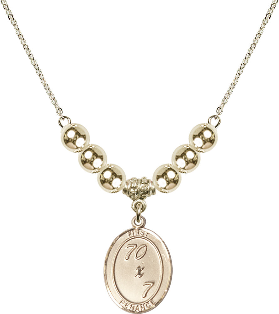 14kt Gold Filled First Penance Birthstone Necklace with Gold Filled Beads - 0867