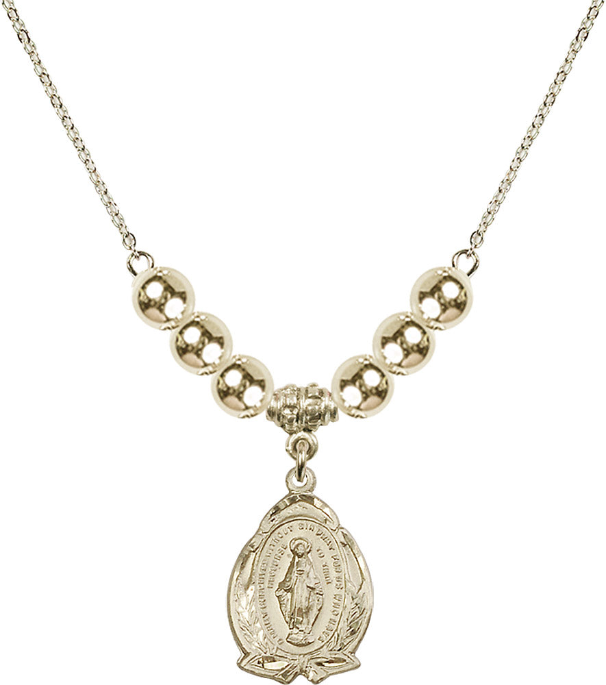 14kt Gold Filled Miraculous Birthstone Necklace with Gold Filled Beads - 1481