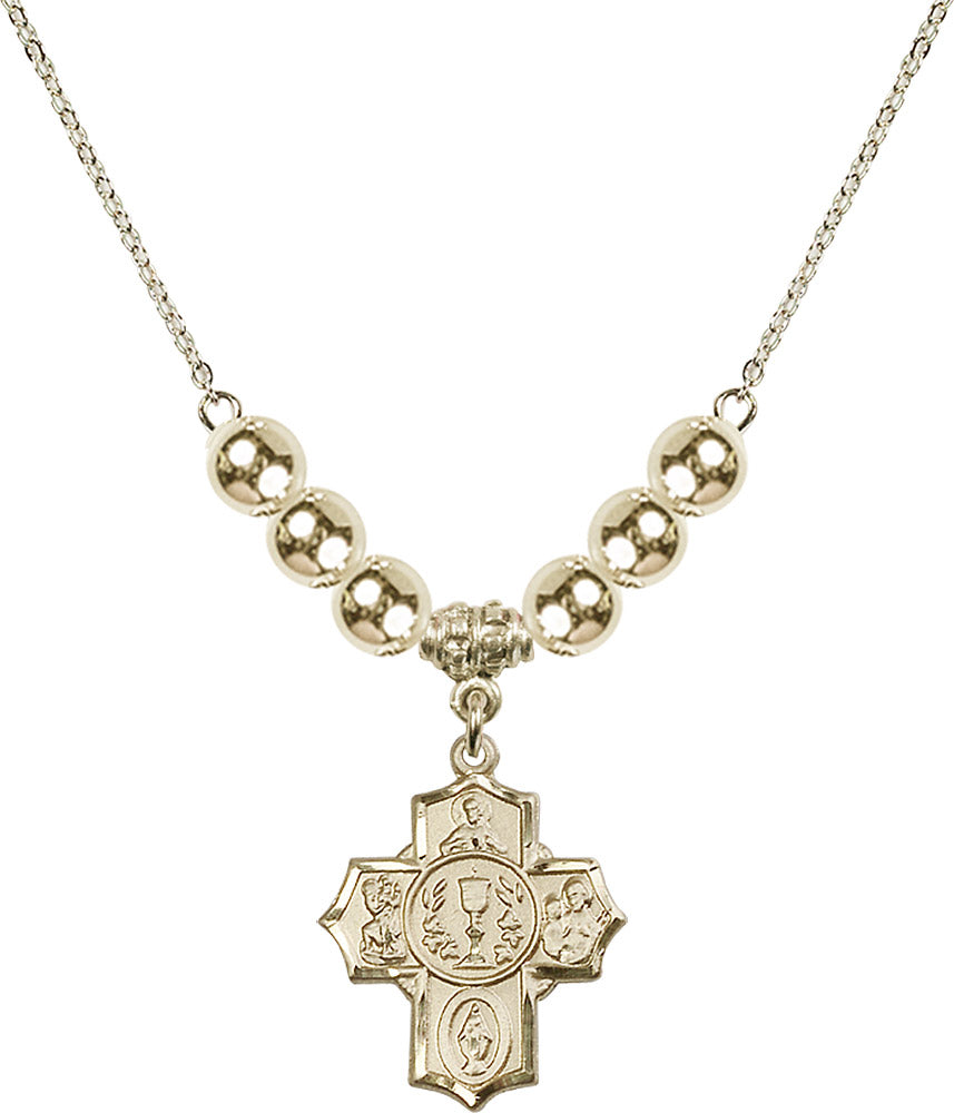 14kt Gold Filled Communion/5-Way Birthstone Necklace with Gold Filled Beads - 2004