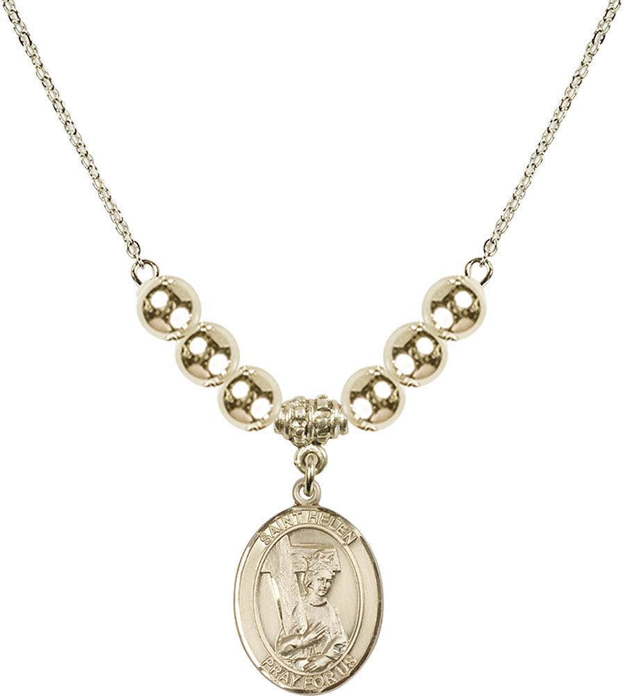 14kt Gold Filled Saint Helen Birthstone Necklace with Gold Filled Beads - 8043