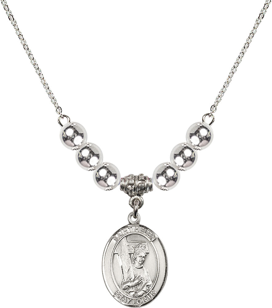 Sterling Silver Saint Helen Birthstone Necklace with Sterling Silver Beads - 8043