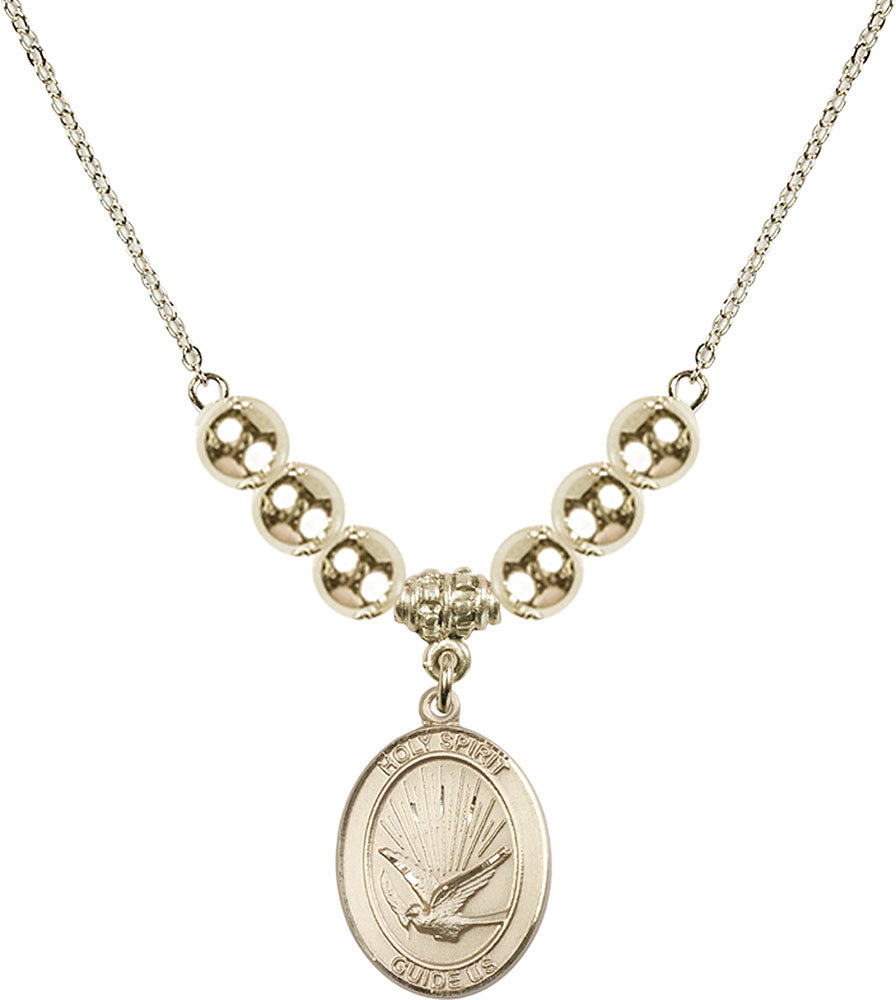 14kt Gold Filled Holy Spirit Birthstone Necklace with Gold Filled Beads - 8044