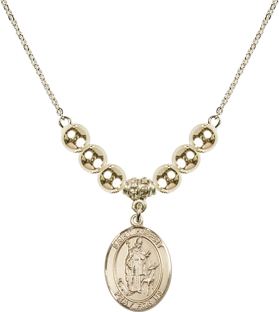 14kt Gold Filled Saint Hubert of Liege Birthstone Necklace with Gold Filled Beads - 8045