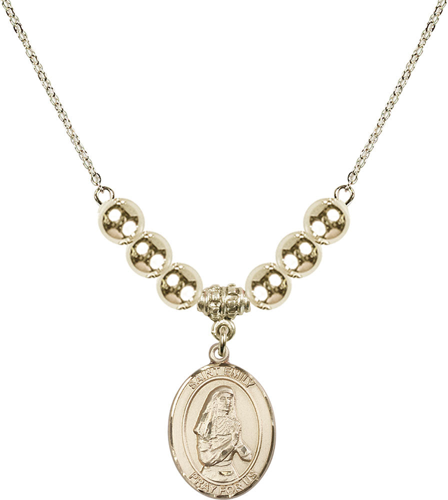 14kt Gold Filled Saint Emily de Vialar Birthstone Necklace with Gold Filled Beads - 8047