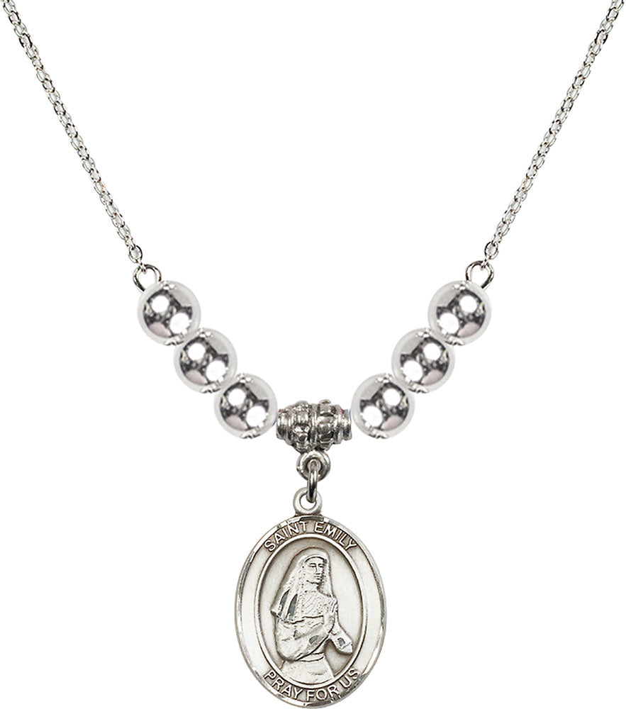 Sterling Silver Saint Emily de Vialar Birthstone Necklace with Sterling Silver Beads - 8047