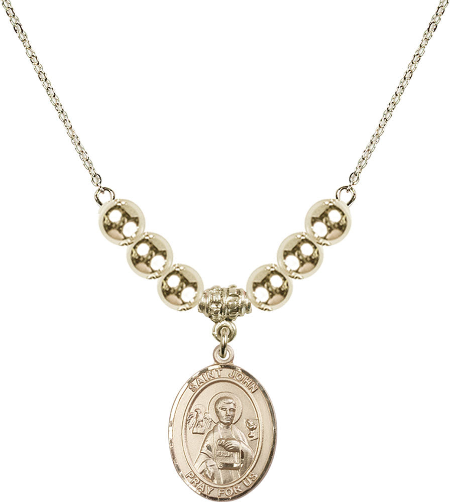 14kt Gold Filled Saint John the Apostle Birthstone Necklace with Gold Filled Beads - 8056