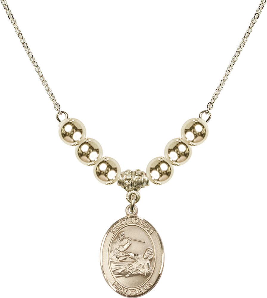 14kt Gold Filled Saint Joshua Birthstone Necklace with Gold Filled Beads - 8059