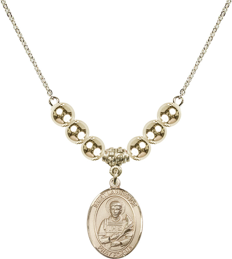 14kt Gold Filled Saint Lawrence Birthstone Necklace with Gold Filled Beads - 8063