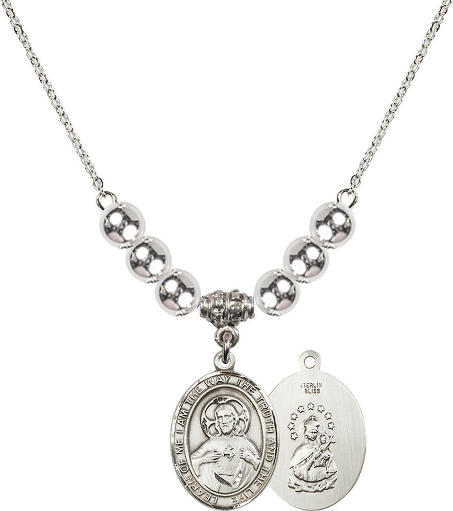 Sterling Silver Scapular Birthstone Necklace with Sterling Silver Beads - 8098