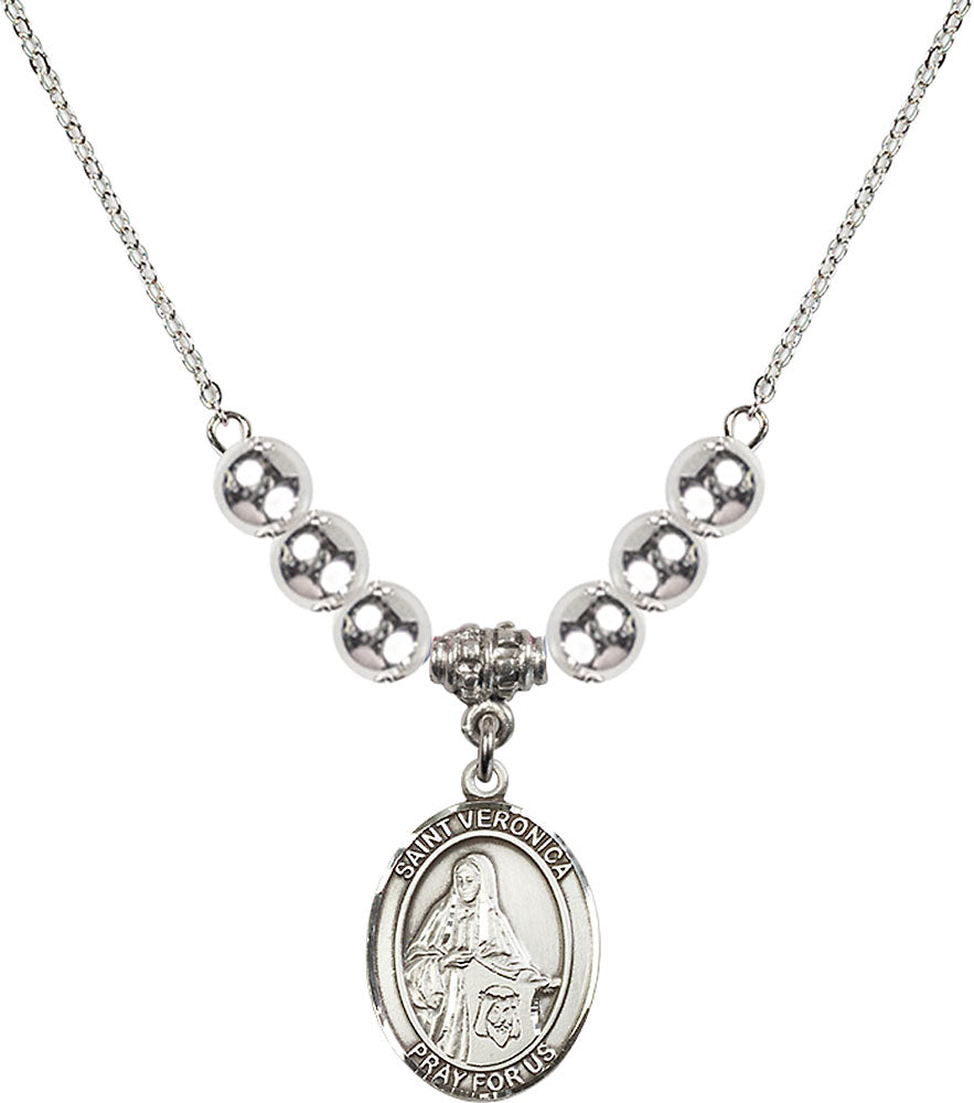 Sterling Silver Saint Veronica Birthstone Necklace with Sterling Silver Beads - 8110