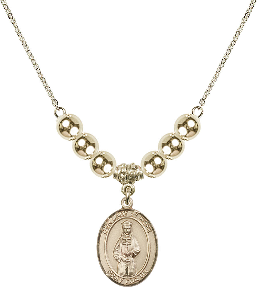 14kt Gold Filled Our Lady of Hope Birthstone Necklace with Gold Filled Beads - 8230