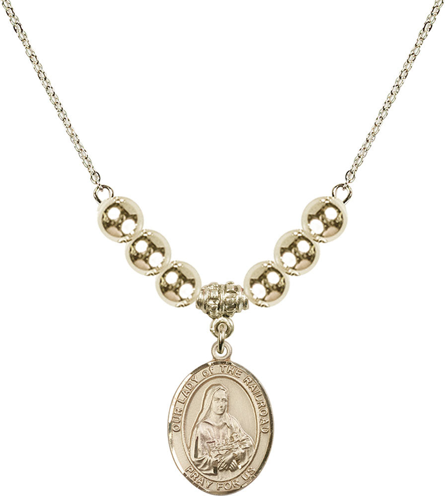14kt Gold Filled Our Lady of the Railroad Birthstone Necklace with Gold Filled Beads - 8247