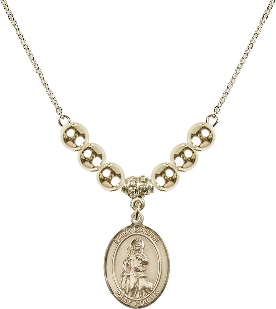 14kt Gold Filled Saint Rachel Birthstone Necklace with Gold Filled Beads - 8251