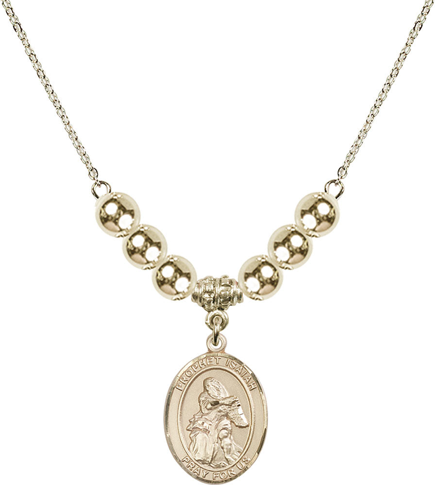 14kt Gold Filled Saint Isaiah Birthstone Necklace with Gold Filled Beads - 8258
