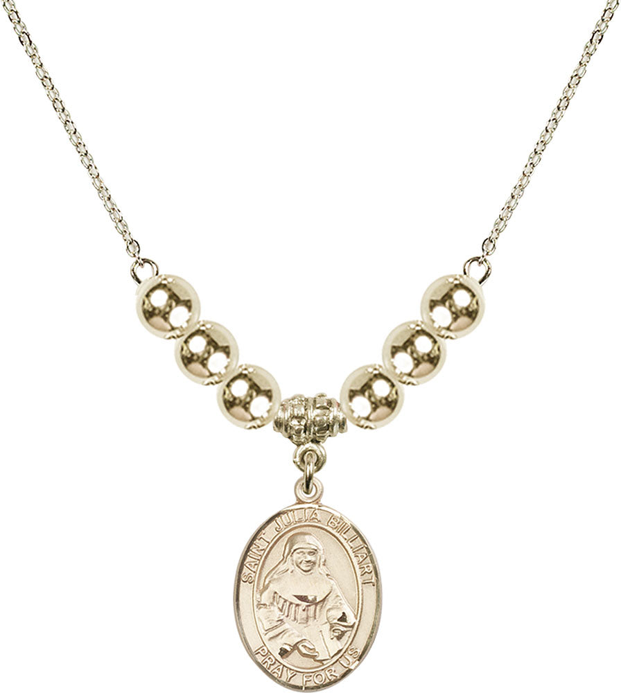 14kt Gold Filled Saint Julia Billiart Birthstone Necklace with Gold Filled Beads - 8267